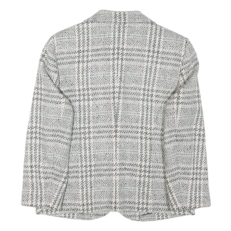 BETTY BARCLAY Womens Grey Check Button Jacket S Wool Blend Tailored Elegant