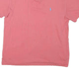 POLO RALPH LAUREN Mens Pink V-Neck T-Shirt M Cotton Blend Classic Fit