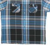 LEE COOPER Mens Blue & Black Plaid Shirt XL Cotton Blend Short Sleeve Casual