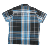 LEE COOPER Mens Blue & Black Plaid Shirt XL Cotton Blend Short Sleeve Casual