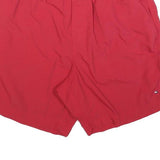 TOMMY HILFIGER Mens Red Casual Shorts L W30 Elastic Waistband Logo