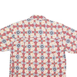 KAREN SCOTT Womens Red Blue & Cream Printed Shirt Short Sleeve Collared M