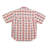 KAREN SCOTT Womens Red Blue & Cream Printed Shirt Short Sleeve Collared M