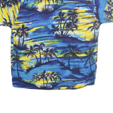 PINEAPPLE CONNECTIONS Mens Blue Yellow Pattern Hawaiian Shirt XL Summer Casual