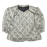 Womens Black & Cream Patterned Button Closure Polyester Blend Jacket S