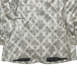 Womens Black & Cream Patterned Button Closure Polyester Blend Jacket S