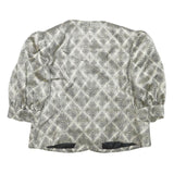 Womens Black & Cream Patterned Button Closure Polyester Blend Jacket S