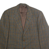 HOSTETTER MODE Mens Brown & Blue Wool Checked Classic Jacket XL Button Wool