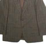 HOSTETTER MODE Mens Brown & Blue Wool Checked Classic Jacket XL Button Wool