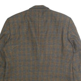 HOSTETTER MODE Mens Brown & Blue Wool Checked Classic Jacket XL Button Wool