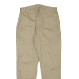 Mens Relaxed Fit Beige Cotton Blend Cargo Trousers W27 L26 Zip Pocket Detail