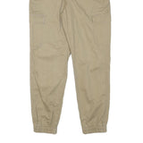 Mens Relaxed Fit Beige Cotton Blend Cargo Trousers W27 L26 Zip Pocket Detail