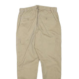 Mens Relaxed Fit Beige Cotton Blend Cargo Trousers W27 L26 Zip Pocket Detail