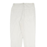 BERRI SPORT Womens Cotton Blend White Slim Trousers W30 L31 Stylish Zip Closure