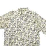 CROSSING Mens Beige Pattern Rayon Shirt L Short Sleeve Button Casual