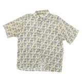 CROSSING Mens Beige Pattern Rayon Shirt L Short Sleeve Button Casual