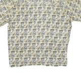 CROSSING Mens Beige Pattern Rayon Shirt L Short Sleeve Button Casual