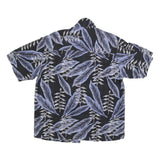 FIELDGEAR Mens Black & Blue Leaf Print Silk Shirt M Casual Summer Button-Up