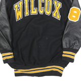 DELONG Mens Black & Yellow Academic Wool Varsity Button Jacket M