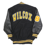 DELONG Mens Black & Yellow Academic Wool Varsity Button Jacket M