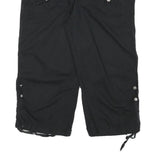 GASOLINE Womens Shorts Black Casual XL W34 Cotton Blend Zip Pocket