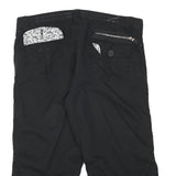 GASOLINE Womens Shorts Black Casual XL W34 Cotton Blend Zip Pocket