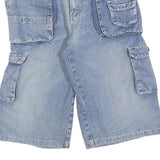 Womens Blue Casual Cargo Denim Cotton Blend Shorts S W28 Multi Pocket