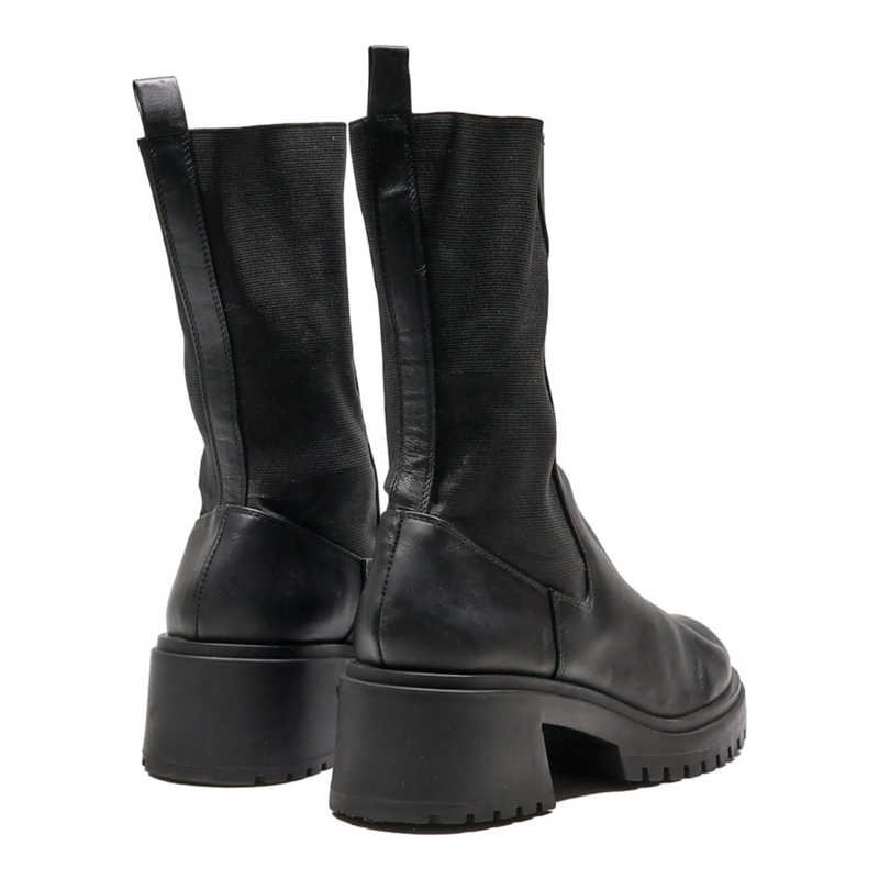 STEVE MADDEN High Boots Black Leather Womens UK 8