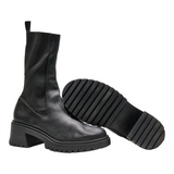 STEVE MADDEN High Boots Black Leather Womens UK 8