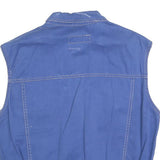 OCEAN LIFE Womens Blue Cotton Button Jacket L Sleeveless Pocketed Outerwear