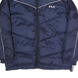 FILA Mens Navy Blue Zip Jacket L Polyester Blend Plain Sportswear Casual