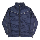 FILA Mens Navy Blue Zip Jacket L Polyester Blend Plain Sportswear Casual