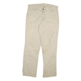 CARHARTT Mens Jeans Beige Relaxed Straight Cotton Blend W36 L34 Workwear Zip
