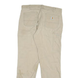 CARHARTT Mens Jeans Beige Relaxed Straight Cotton Blend W36 L34 Workwear Zip