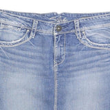SILVER JEANS Womens Blue Denim Mini Cotton Blend Skirt M Stylish Casual