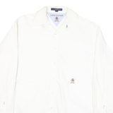 TOMMY HILFIGER Mens White Plain Long Sleeve Shirt L Classic Cotton
