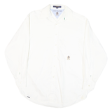 TOMMY HILFIGER Mens White Plain Long Sleeve Shirt L Classic Cotton