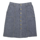CLEO Womens Blue Denim Button Front Mini Cotton Blend Skirt Size S Casual