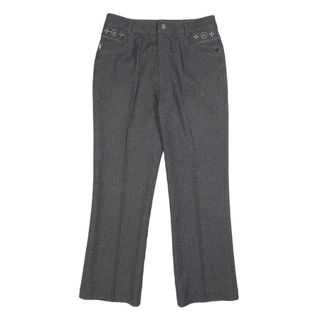 BESTN Womens Grey Regular Fit Straight Leg Trousers W28 L27 Stylish Pocket