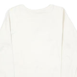 CHAMPION Womens White Crew Neck M Cotton Blend Logo Sweatshirt Pullover