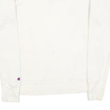 CHAMPION Womens White Crew Neck M Cotton Blend Logo Sweatshirt Pullover