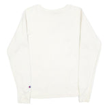 CHAMPION Womens White Crew Neck M Cotton Blend Logo Sweatshirt Pullover