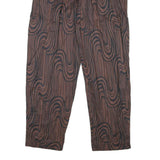 KHAADI Womens Cotton Blend Relaxed Brown Black Swirl Patterned Trousers W25 L26