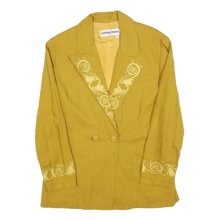 CHRISTIAN ILINARES Womens Yellow Linen Blend Jacket M Button Embroidered