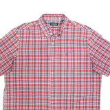 CHAPS Mens Red & Blue Check Shirt 2XL Button Down Casual Summer Cotton Blend