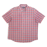 CHAPS Mens Red & Blue Check Shirt 2XL Button Down Casual Summer Cotton Blend