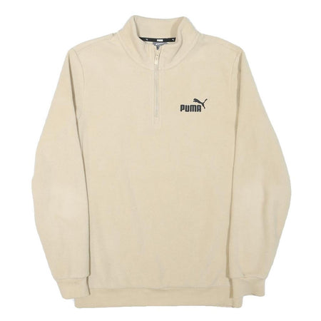 PUMA Mens Cream Plain Pullover Jumper Crew Neck Basic Knit S Sportswear Comfort