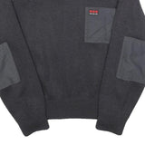 PROTECTAS Mens Black Patterned Jumper Crew Neck Basic Knit XS Patchwork Workwear