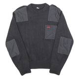 PROTECTAS Mens Black Patterned Jumper Crew Neck Basic Knit XS Patchwork Workwear