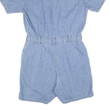 GLORIA VANDERBLIT Womens Blue Denim Playsuit Short Sleeve Button Front M Casual